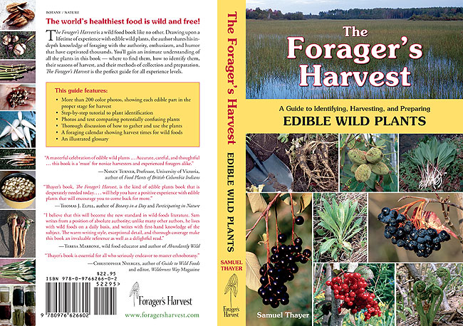 Wild foods list of each of Samuel Thayer's foraging books: Incredible Wild Edibles, Nature's Garden & The Forager's Harvest