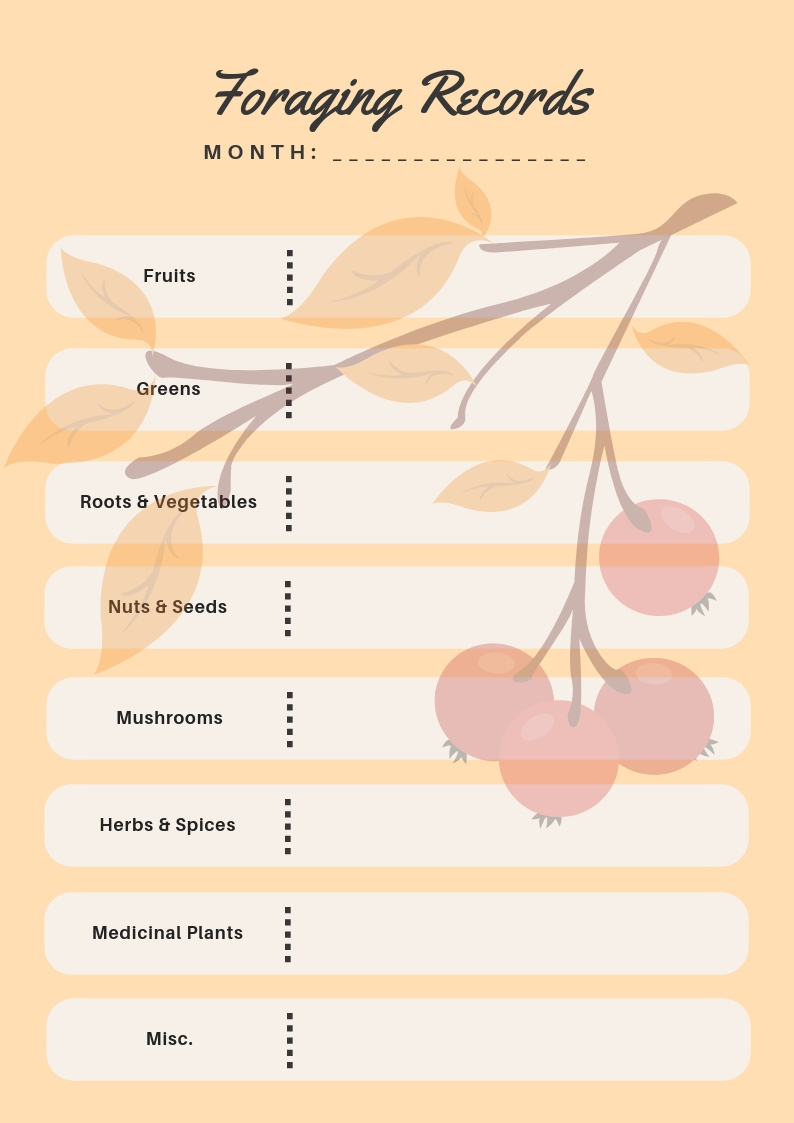 FREE printable foraging record keeping sheets!