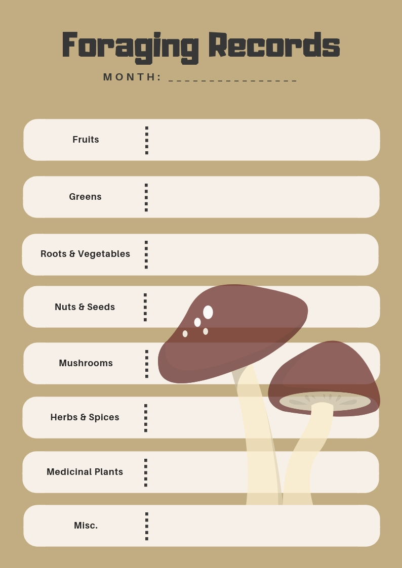 FREE printable foraging record keeping sheets!